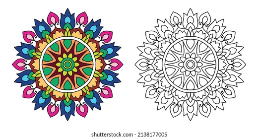 Doodle Zen tangle diseño mandala colorear páginas de libros para adultos ilustración vectorial