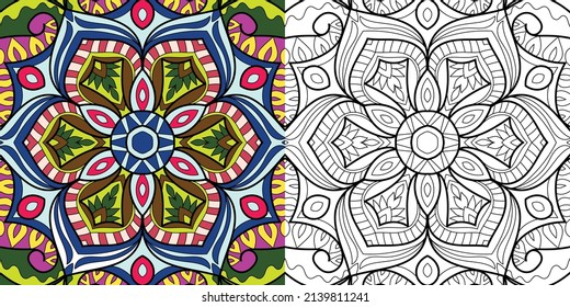 Doodle Zen tangle diseño mandala colorear páginas de libros para adultos ilustración vectorial