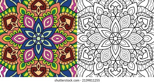 Doodle Zen tangle diseño mandala colorear páginas de libros para adultos ilustración vectorial