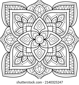 Doodle Zen tangle design mandala coloring book pages for adults vector illustration