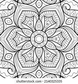 Doodle Zen tangle design mandala coloring book pages for adults vector illustration