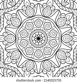Doodle Zen tangle design mandala coloring book pages for adults vector illustration