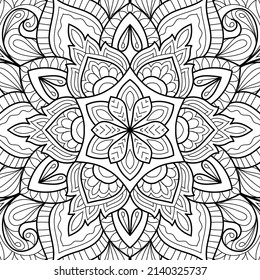 Doodle Zen tangle design mandala coloring book pages for adults vector illustration