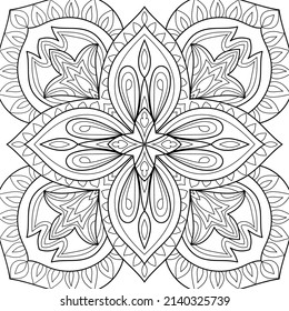 Doodle Zen tangle design mandala coloring book pages for adults vector illustration