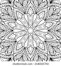Doodle Zen tangle design mandala coloring book pages for adults vector illustration