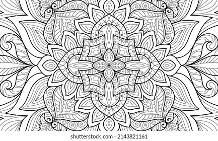 Doodle Zen tangle design mandala coloring book pages for adults vector illustration