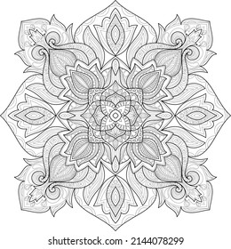 Doodle Zen tangle design mandala coloring book pages for adults vector illustration