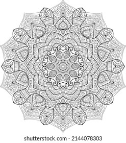 Doodle Zen tangle design mandala coloring book pages for adults vector illustration