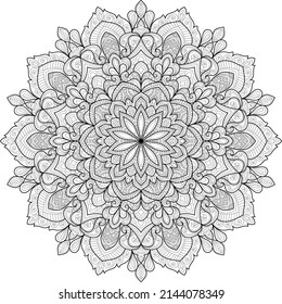 Doodle Zen tangle design mandala coloring book pages for adults vector illustration