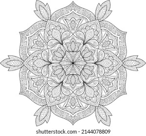 Doodle Zen tangle design mandala coloring book pages for adults vector illustration