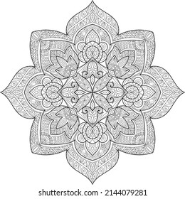 Doodle Zen tangle design mandala coloring book pages for adults vector illustration