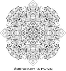 Doodle Zen tangle diseño mandala colorear páginas de libros para adultos ilustración vectorial