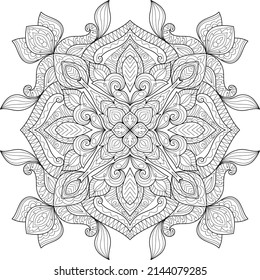 Doodle Zen tangle design mandala coloring book pages for adults vector illustration