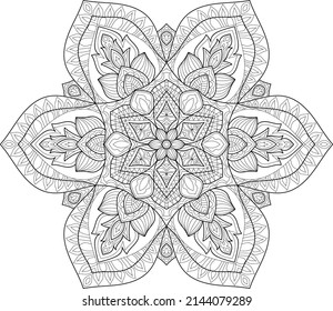 Doodle Zen tangle design mandala coloring book pages for adults vector illustration
