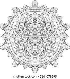 Doodle Zen tangle design mandala coloring book pages for adults vector illustration