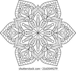 Doodle Zen tangle design mandala coloring book pages for adults vector illustration