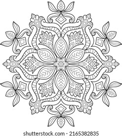 Doodle Zen tangle design mandala coloring book pages for adults vector illustration