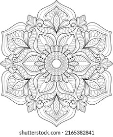 Doodle Zen tangle design mandala coloring book pages for adults vector illustration