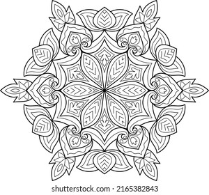 Doodle Zen tangle design mandala coloring book pages for adults vector illustration