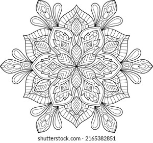 Doodle Zen tangle design mandala coloring book pages for adults vector illustration