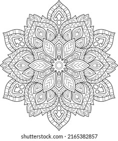 Doodle Zen tangle design mandala coloring book pages for adults vector illustration