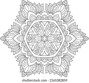 Doodle Zen tangle design mandala coloring book pages for adults vector illustration