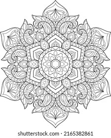 Doodle Zen tangle design mandala coloring book pages for adults vector illustration