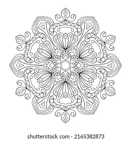 Doodle Zen tangle design mandala coloring book pages for adults vector illustration