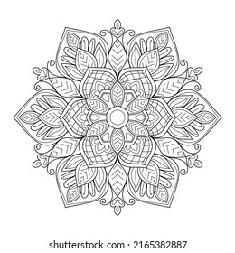 Doodle Zen tangle design mandala coloring book pages for adults vector illustration