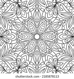 Doodle Zen tangle diseño mandala colorear páginas de libros para adultos ilustración vectorial