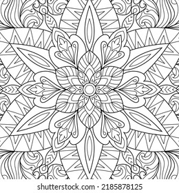 Doodle Zen tangle diseño mandala colorear páginas de libros para adultos ilustración vectorial