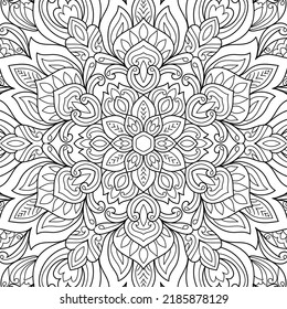 Doodle Zen tangle design mandala coloring book pages for adults vector illustration