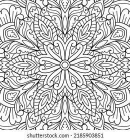 Doodle Zen tangle design mandala coloring book pages for adults vector illustration