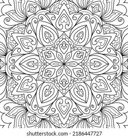 Doodle Zen tangle design mandala coloring book pages for adults vector illustration