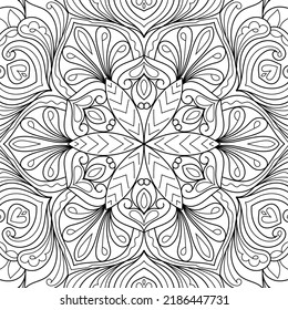 Doodle Zen tangle design mandala coloring book pages for adults vector illustration