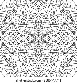 Doodle Zen tangle design mandala coloring book pages for adults vector illustration