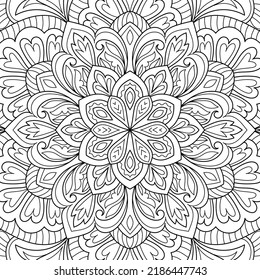 Doodle Zen tangle design mandala coloring book pages for adults vector illustration