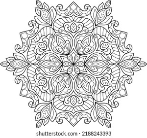 Doodle Zen tangle design mandala coloring book pages for adults vector illustration