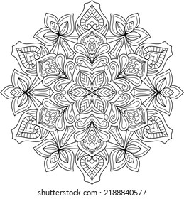 Doodle Zen tangle design mandala coloring book pages for adults vector illustration