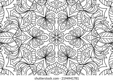 Doodle Zen tangle design mandala coloring book pages for adults vector illustration