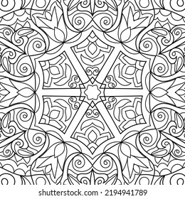 Doodle Zen tangle design mandala coloring book pages for adults vector illustration