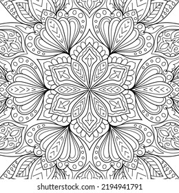 Doodle Zen tangle design mandala coloring book pages for adults vector illustration