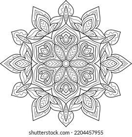 Doodle Zen tangle design mandala coloring book pages for adults vector illustration