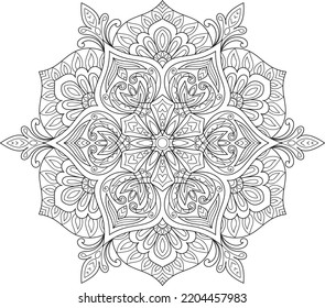 Doodle Zen tangle design mandala coloring book pages for adults vector illustration