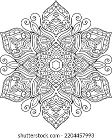 Doodle Zen tangle design mandala coloring book pages for adults vector illustration