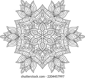 Doodle Zen tangle design mandala coloring book pages for adults vector illustration