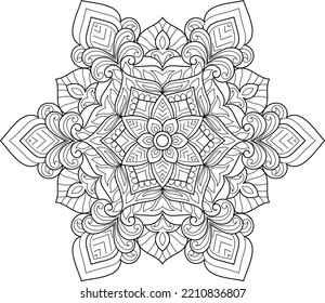 Doodle Zen tangle design mandala coloring book pages for adults vector illustration
