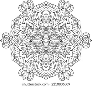 Doodle Zen tangle design mandala coloring book pages for adults vector illustration