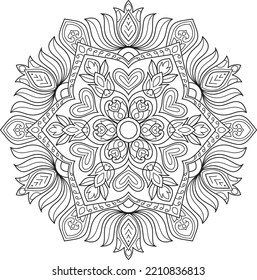 Doodle Zen tangle design mandala coloring book pages for adults vector illustration