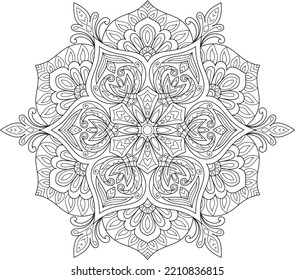 Doodle Zen tangle design mandala coloring book pages for adults vector illustration